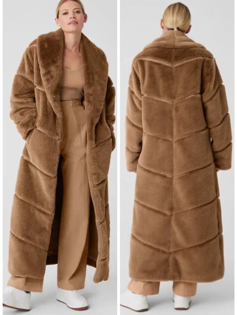 ALO YOGA Faux Fur Cascade Jacket in Toasted Almond Brown SZ XS